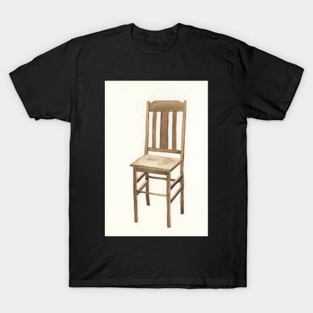 Plain Wood Chair Watercolor T-Shirt by ellenmueller